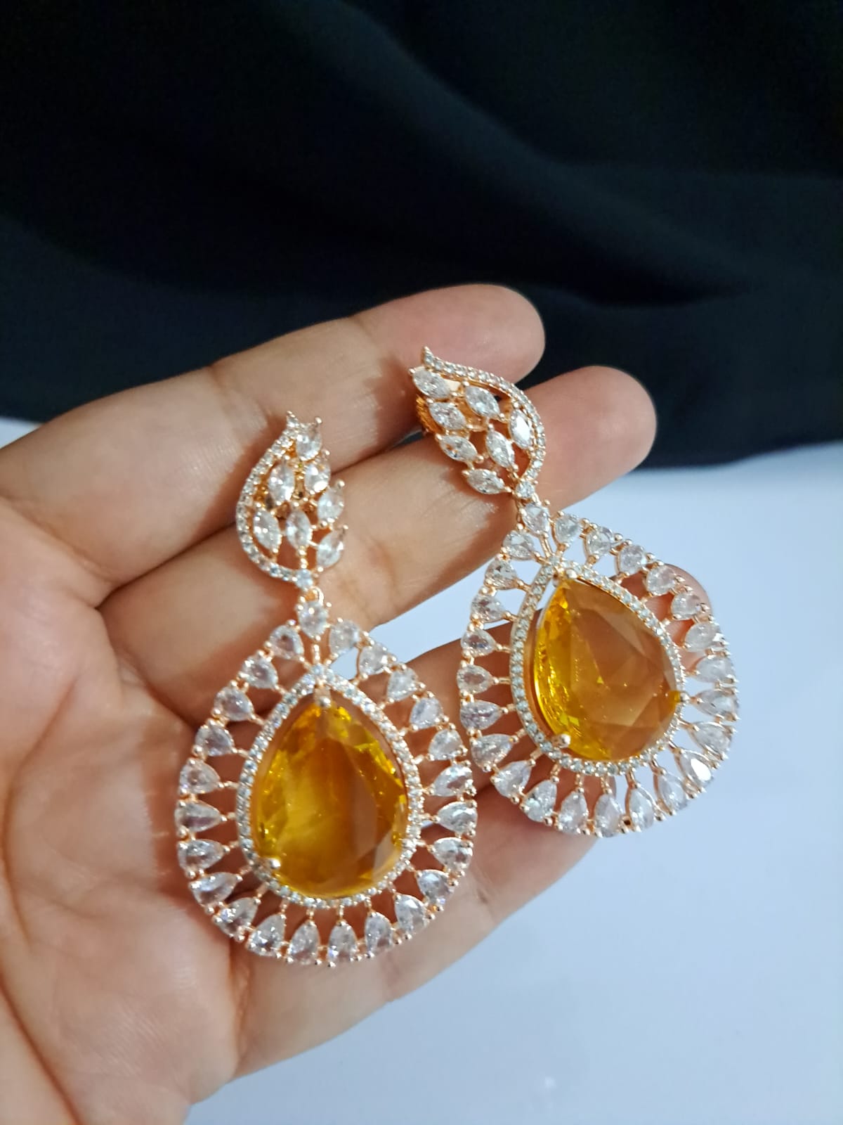 Buy drop earrings Online from Star Divine, yellow