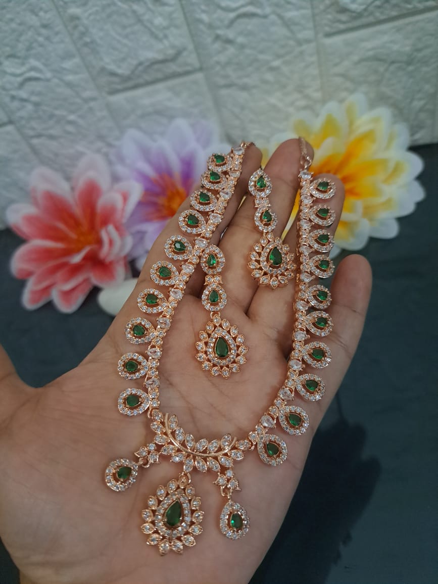 South Jewellery, drop shape CZ short necklace