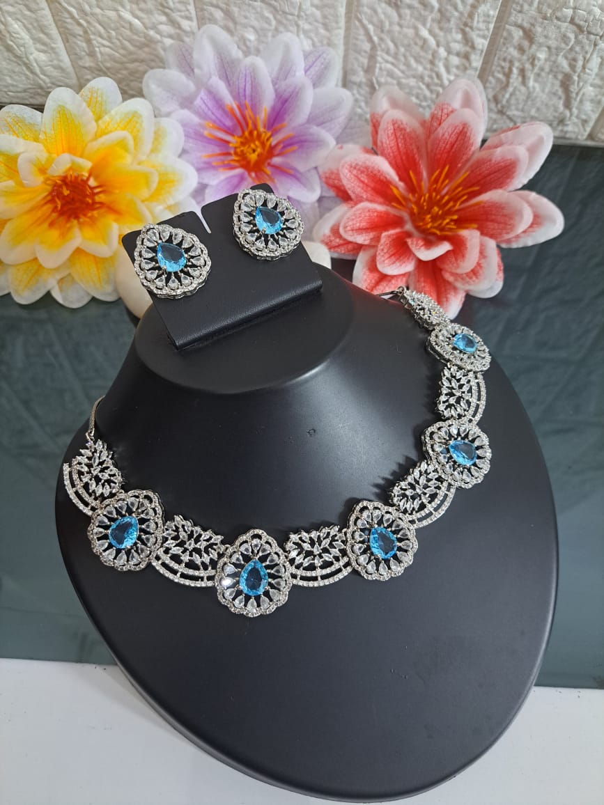 drop shape collar necklace in cz