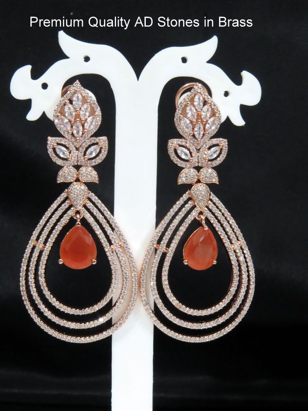 long partywear earrings orange