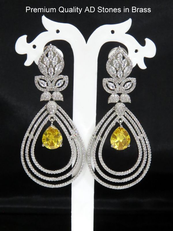 long drop earring silver light yellow