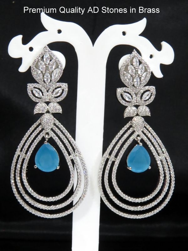 long drop earring silver light blue