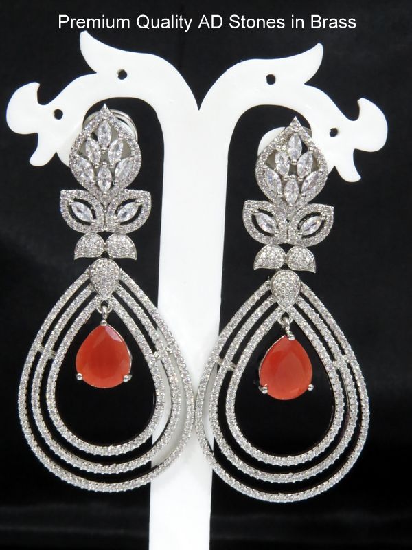 long drop earring silver orange