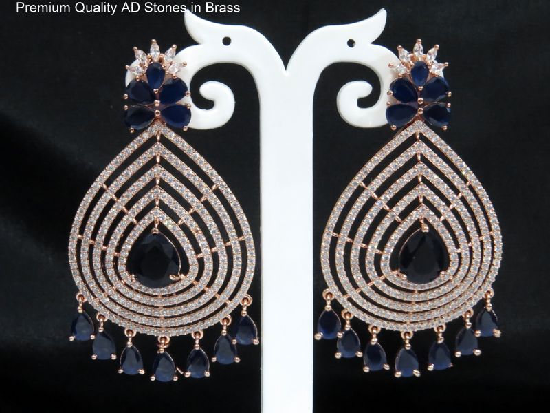 summer big dangling earrings dark blue