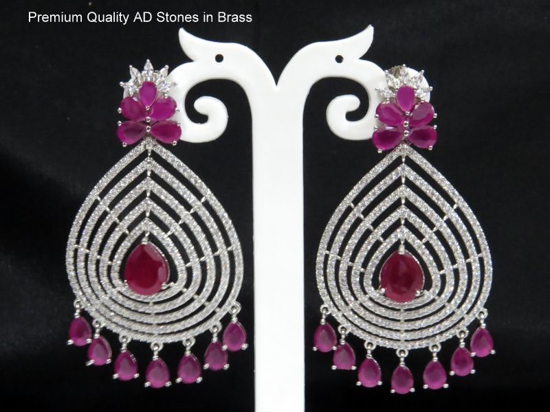 summer big dangling earrings silver magenta