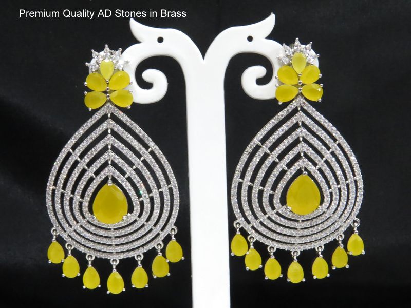 summer big dangling earrings silver yellow