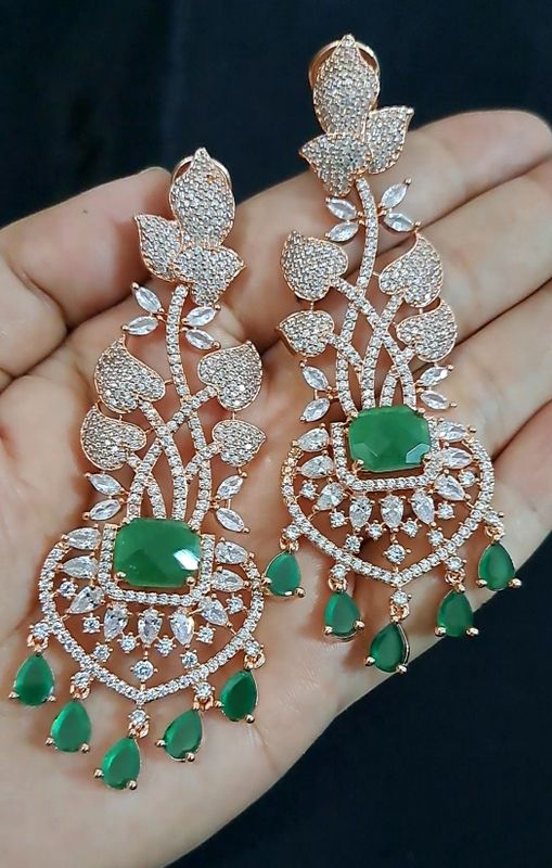 slim and long earrings green