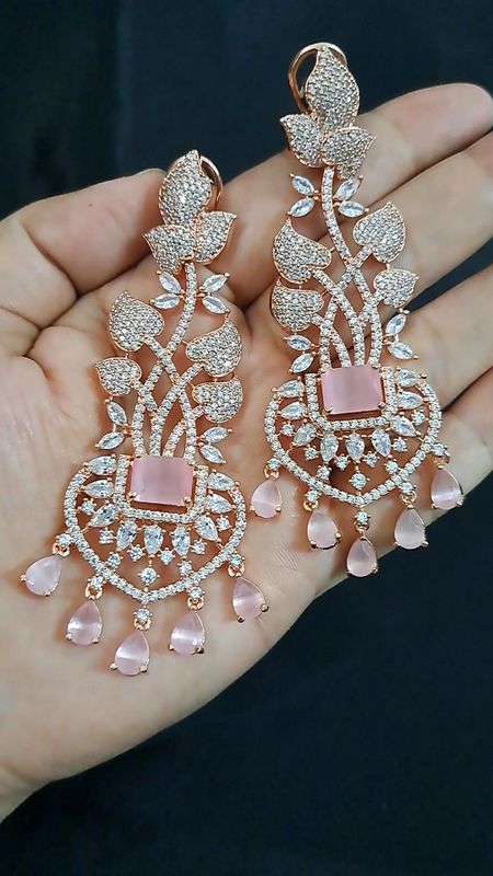 slim and long earrings pink