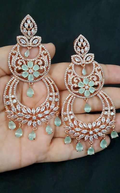 big earrings partywear mint