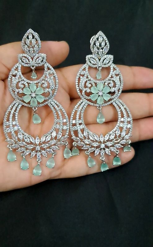 big partywear earrings silver mink
