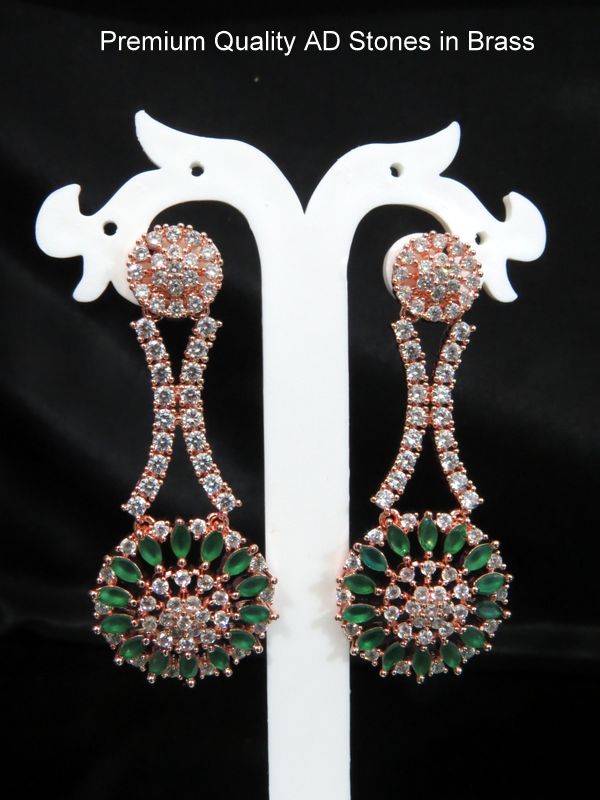 american diamond earrings green