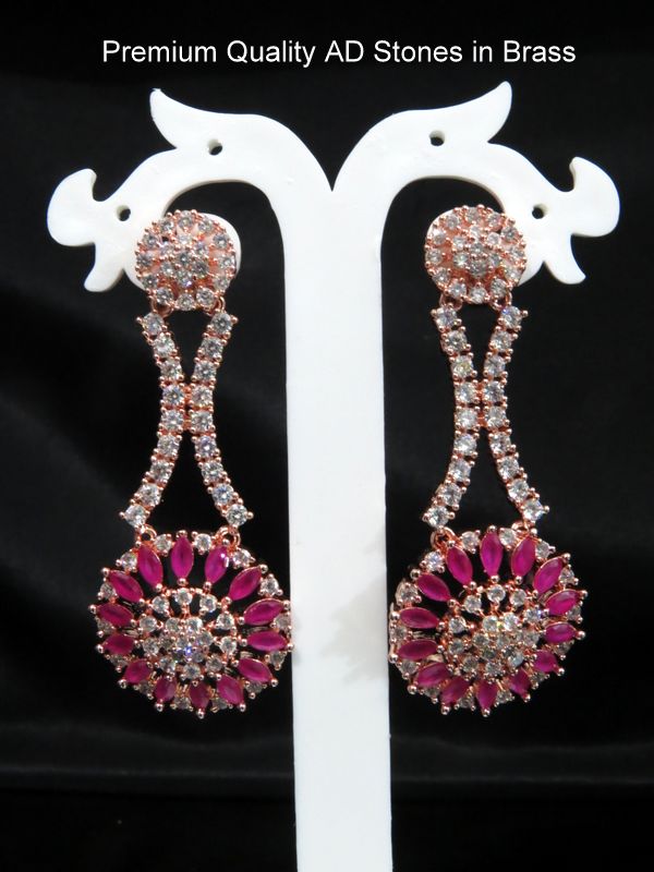 american diamond earrings magenta