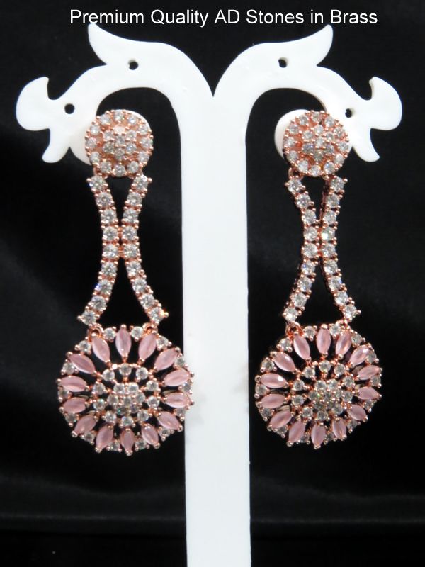 american diamond earrings pink