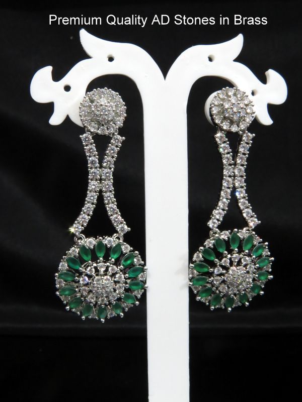 Jazz And Sizzle Rose GoldPlated Green American Diamond Studded Maang Tikka   Earrings Set for Women