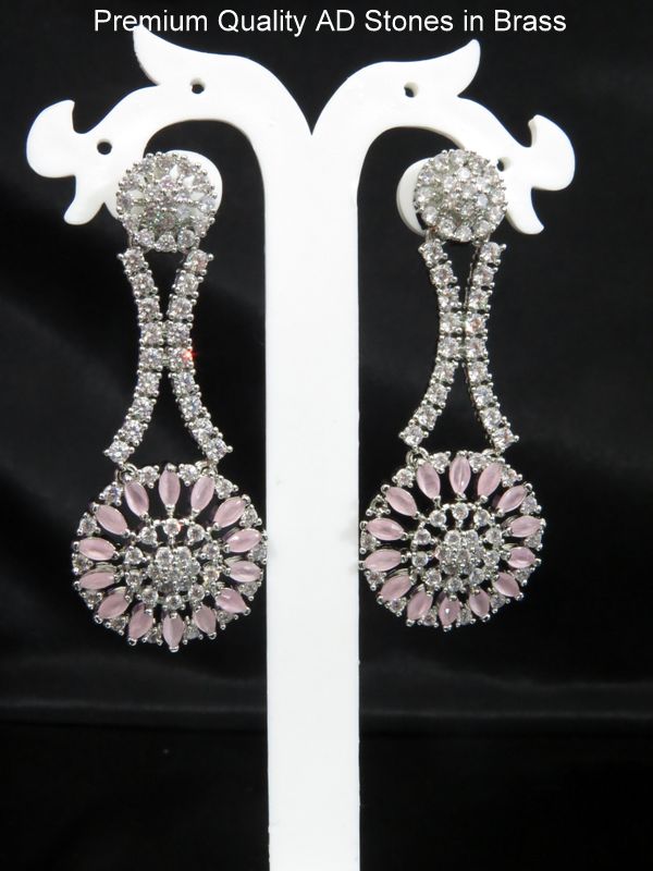 american diamond earrings pink