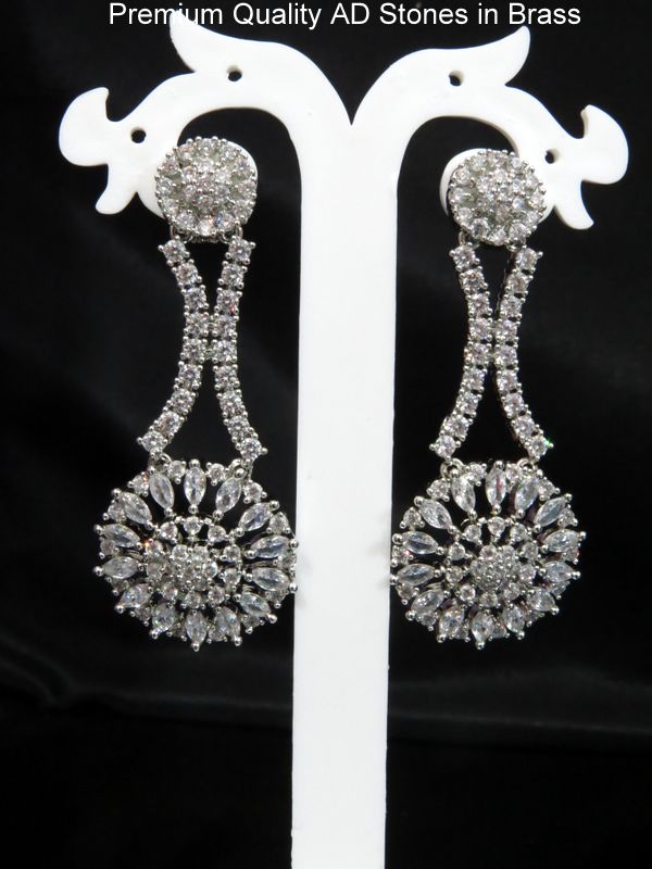 american diamond earrings silver white