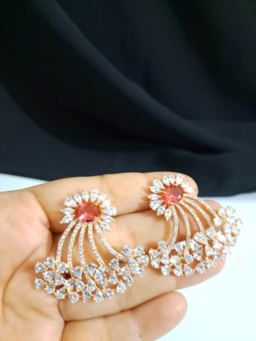 Buy CZ Earrings for Women Online in red