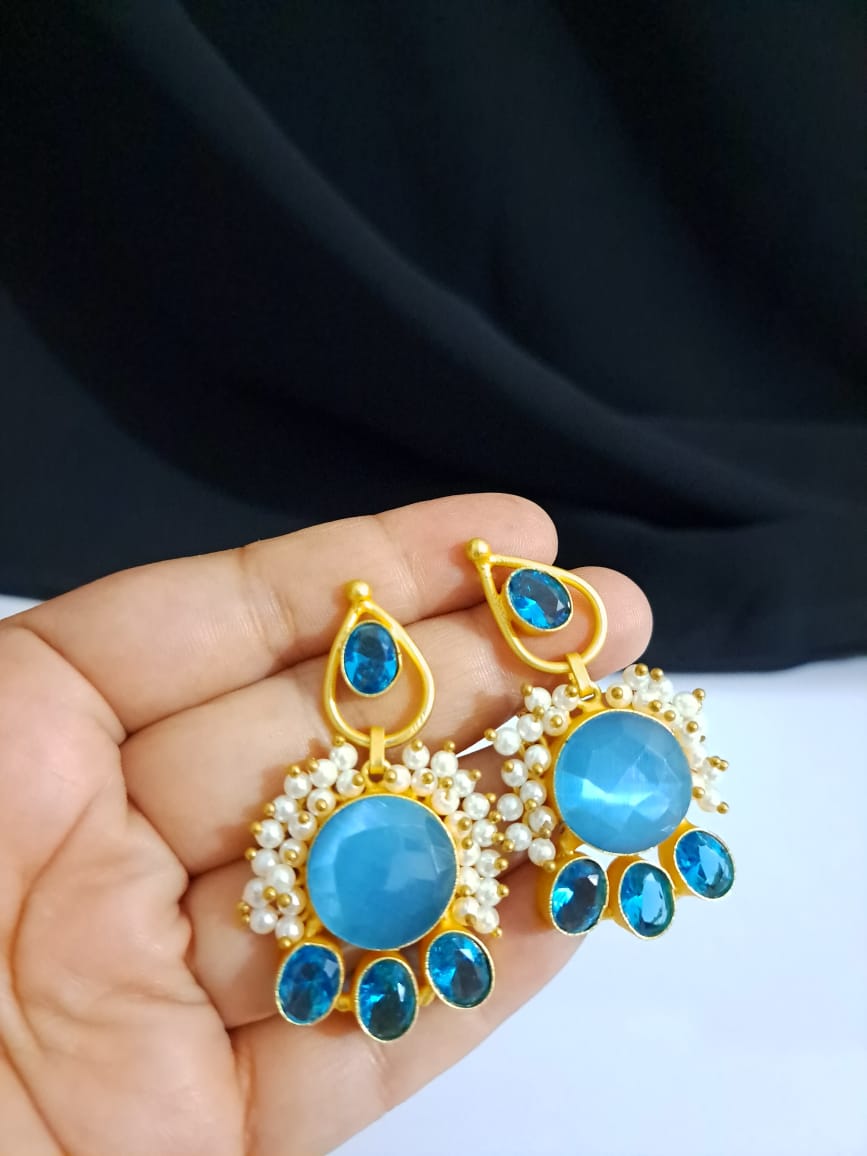 Big Blue stone Earrings d