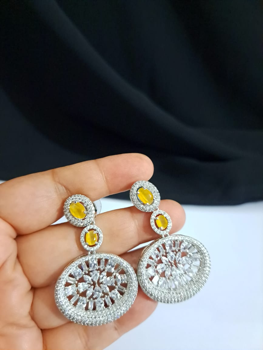 Fashion Silver Dangling Earrings in yellow