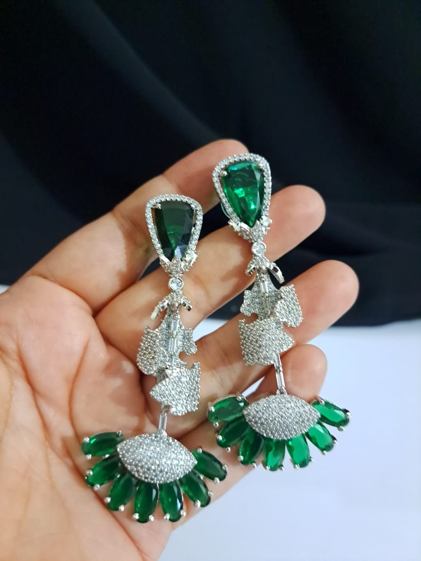Big AD earrings for Wedding Party, green