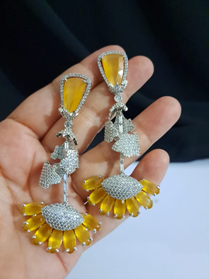 Big AD earrings for Wedding Party, yellow
