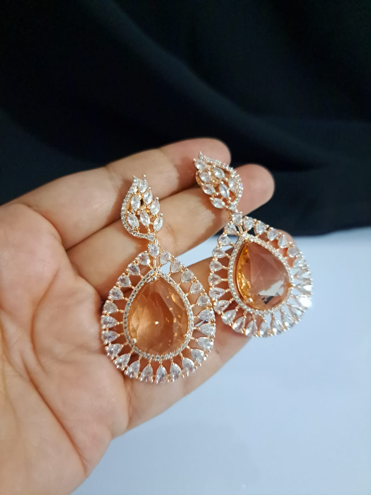 Buy drop earrings Online from Star Divine, golden