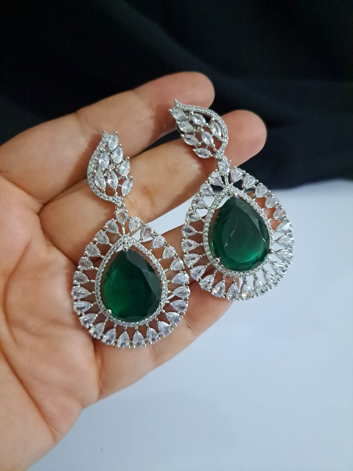 Buy drop earrings Online from Star Divine, green