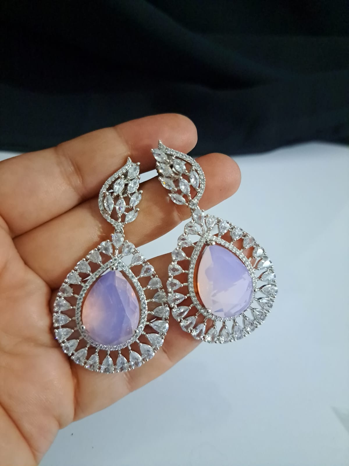 Buy drop earrings Online from Star Divine, pink