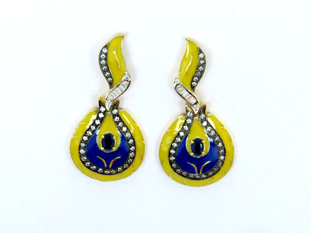 meena ad earrings in flamy design