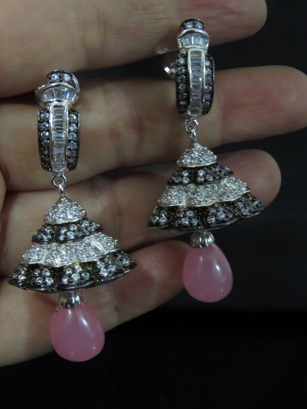 oxidise ad jhumki earrings pink