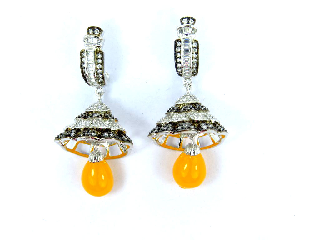 oxidise ad jhumki earrings yellow
