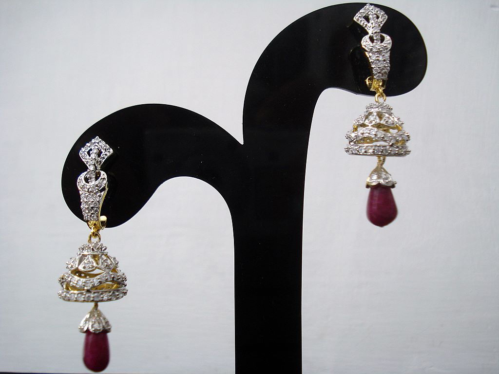 very small ad jhumki earrings ruby