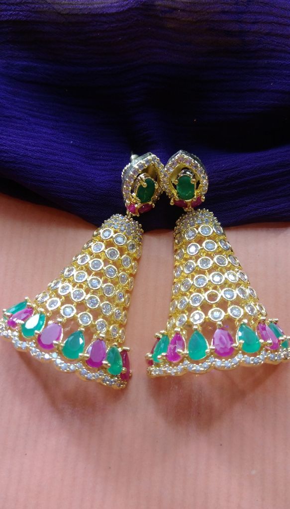 Half jhumki AD earrings multi