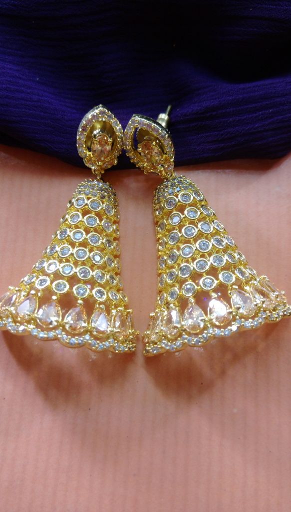 Half jhumki AD earrings golden
