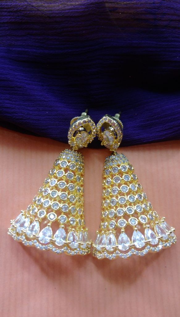 Half jhumki AD earrings white