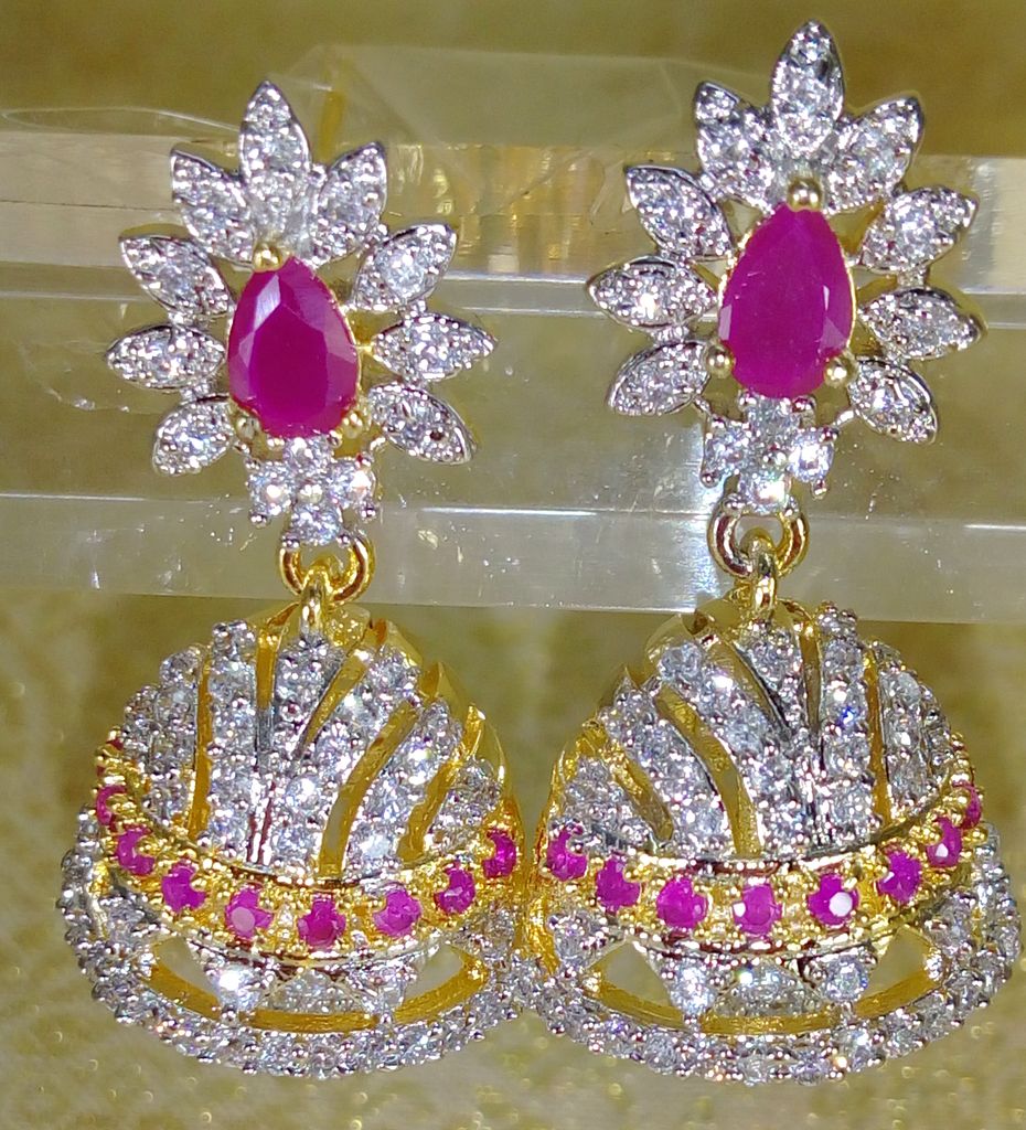 small jhumki earrings ruby golden