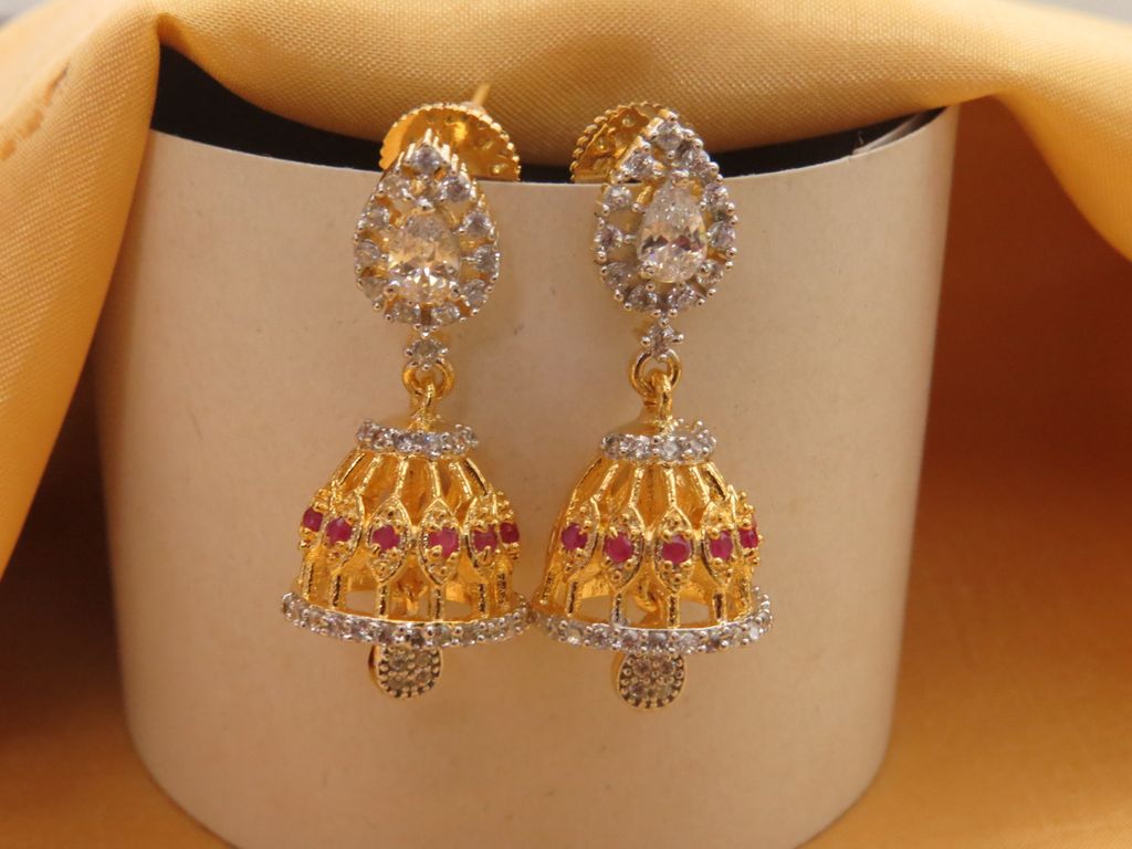 small jhumki earrings ruby white