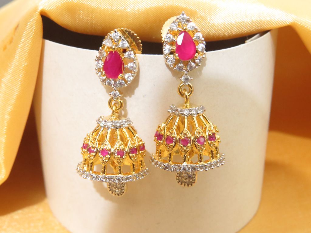 small jhumki earrings ruby