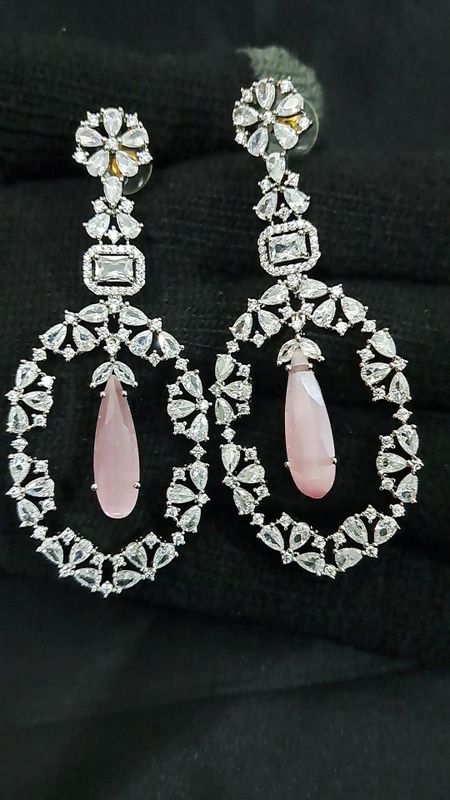 Partywear Long Earrings in Pink