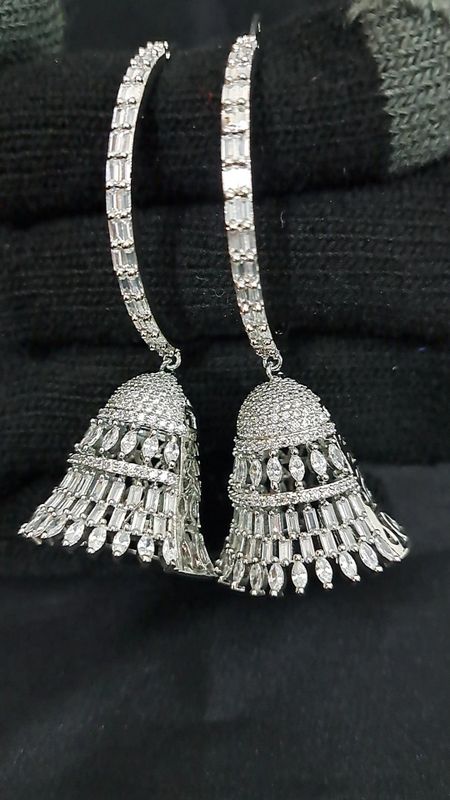 Silver white Jhumki Earrings