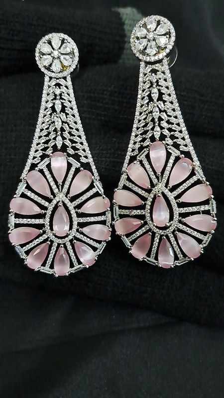 Elegant pink long earrings