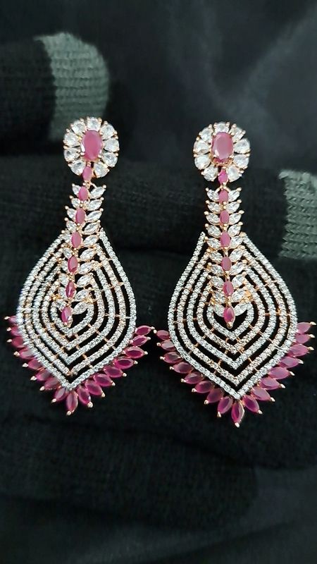 spiky pink partywear earrings