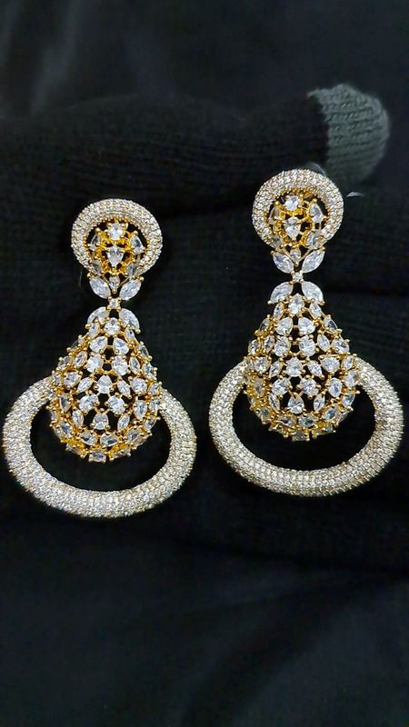 Broad base American Diamond Earrings