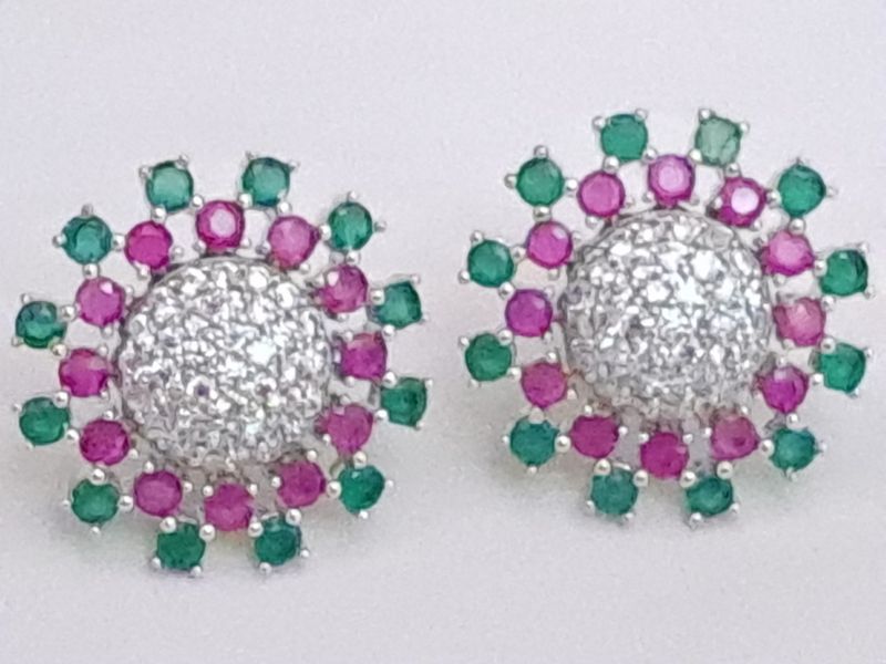 star shape tops multi silver ruby & green