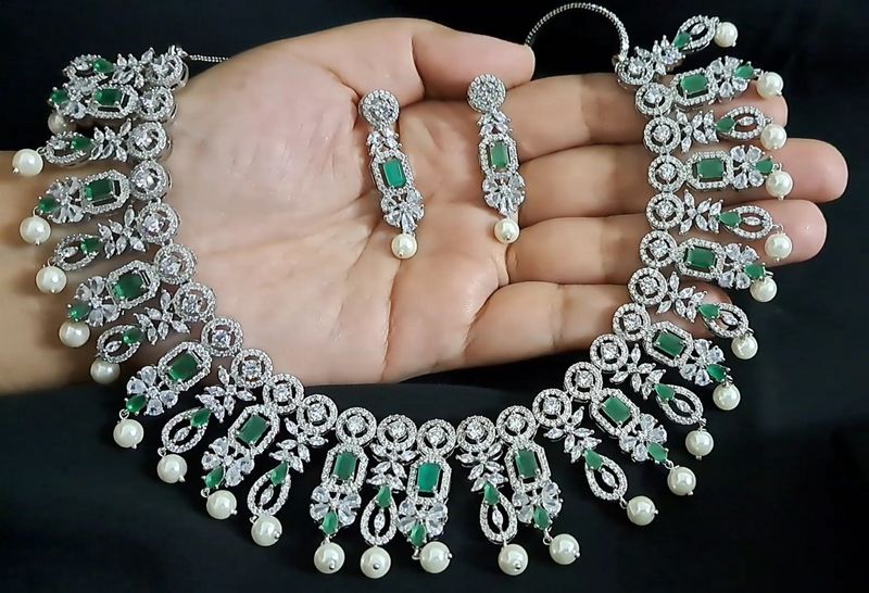 green big set in silver