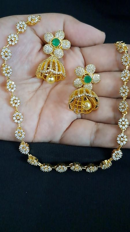 floral chain with jhumki earrings