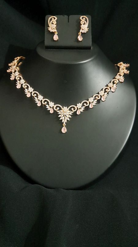 slim designer american diamond necklace