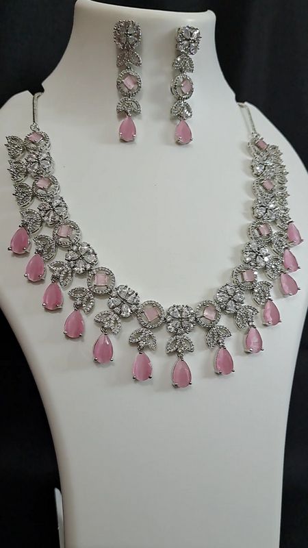 pink drop silver ad necklace