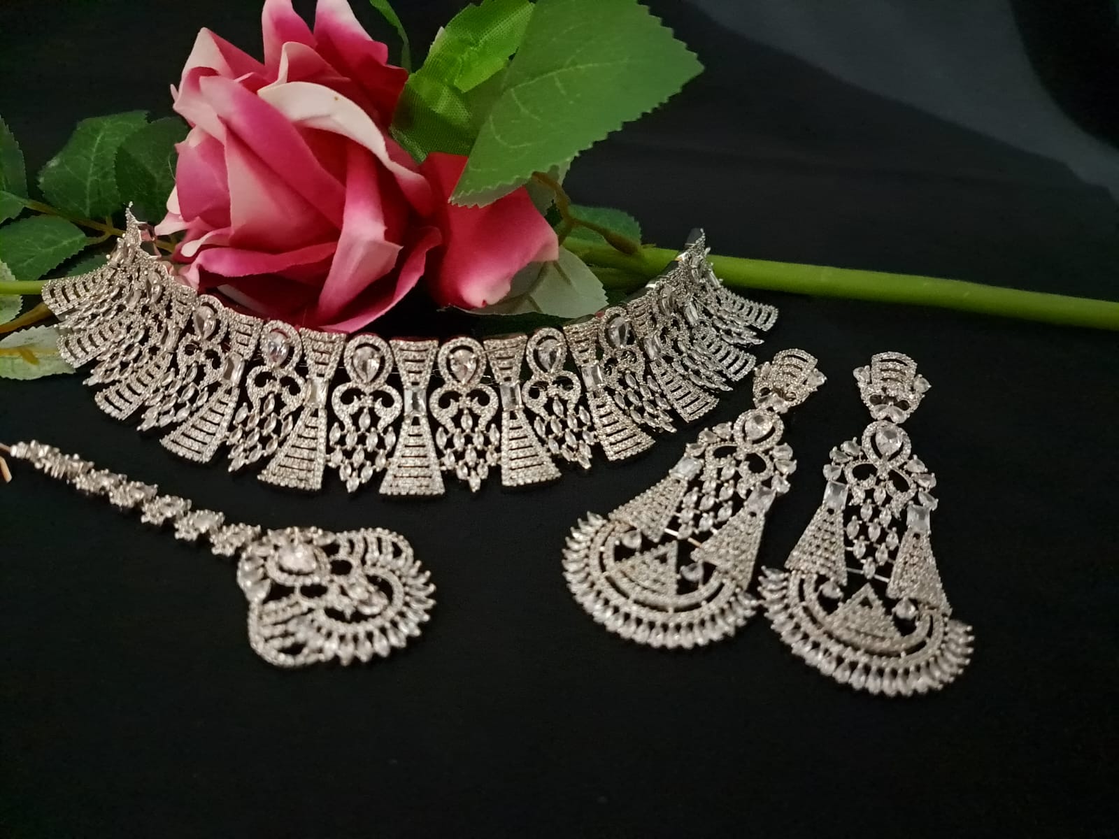 Designer Indian Bridal Choker Tikka Earring