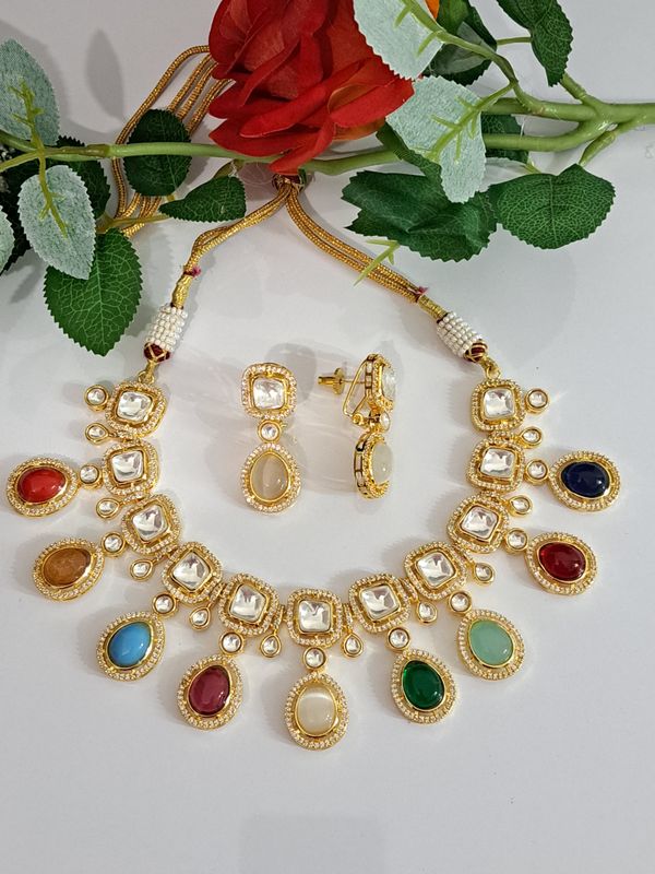 high quality kundan necklace multi